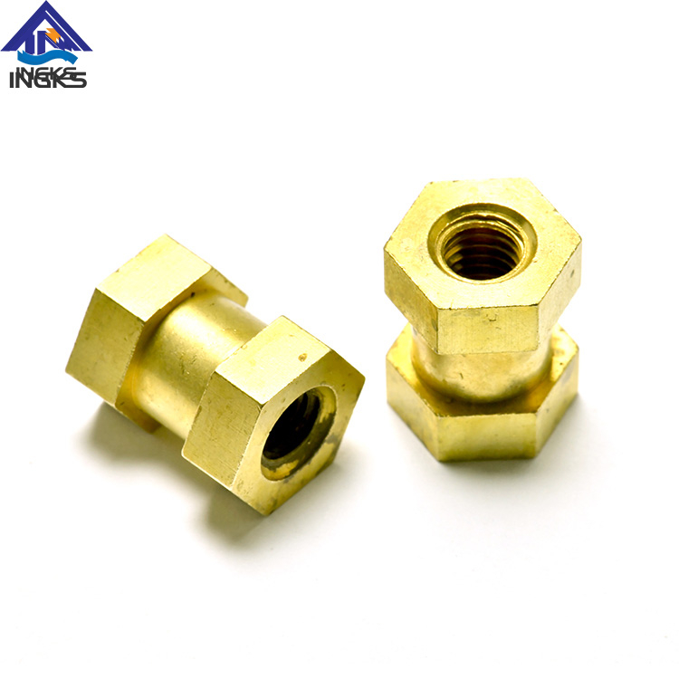Cilindro de inserção de latão com cabeça hexagonal e corpo ranhurado