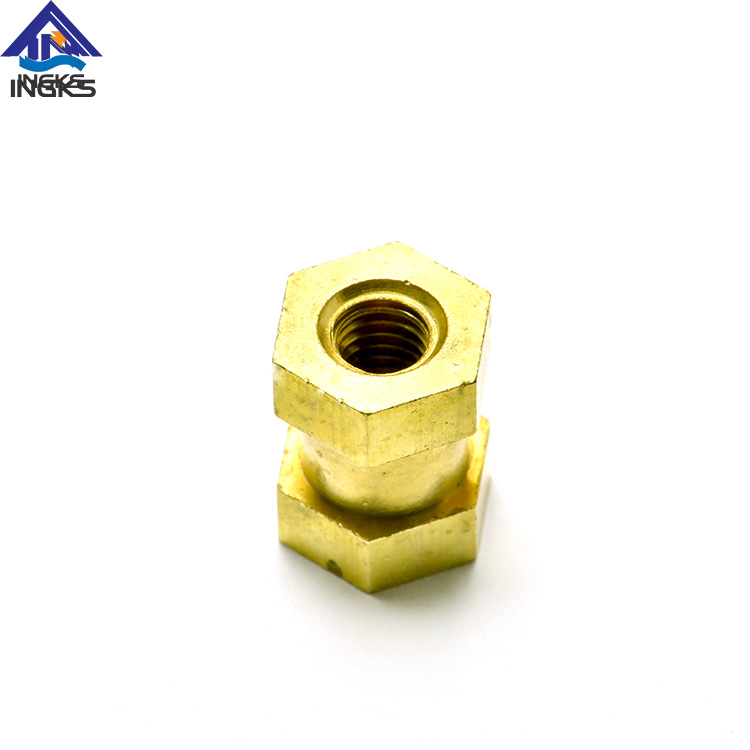Cilindro de inserção de latão com cabeça hexagonal e corpo ranhurado
