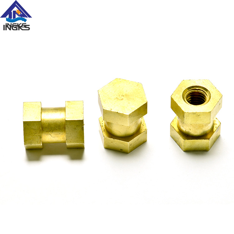 Cilindro de inserção de latão com cabeça hexagonal e corpo ranhurado