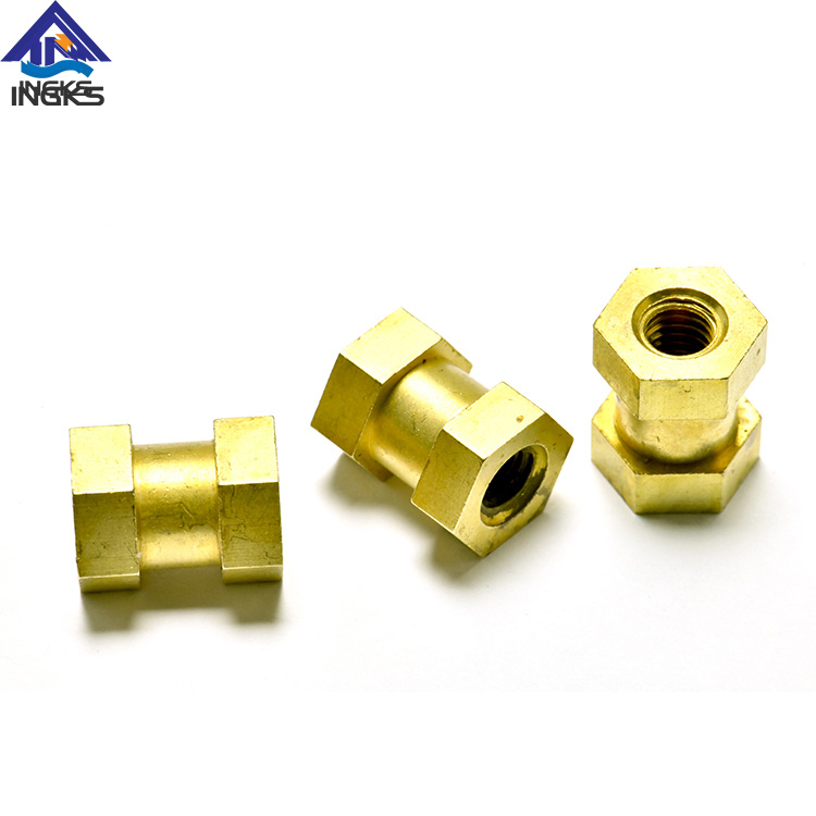 Cilindro de inserção de latão com cabeça hexagonal e corpo ranhurado